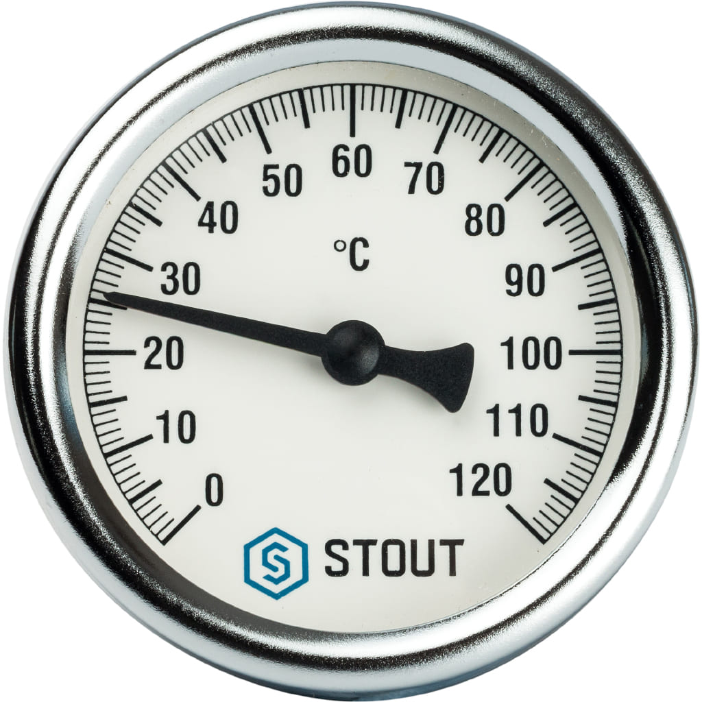 Термометр биметаллический с погр. гильз. 50мм, корпус Dn63мм 1/2" STOUT арт. SIM-0001-635015