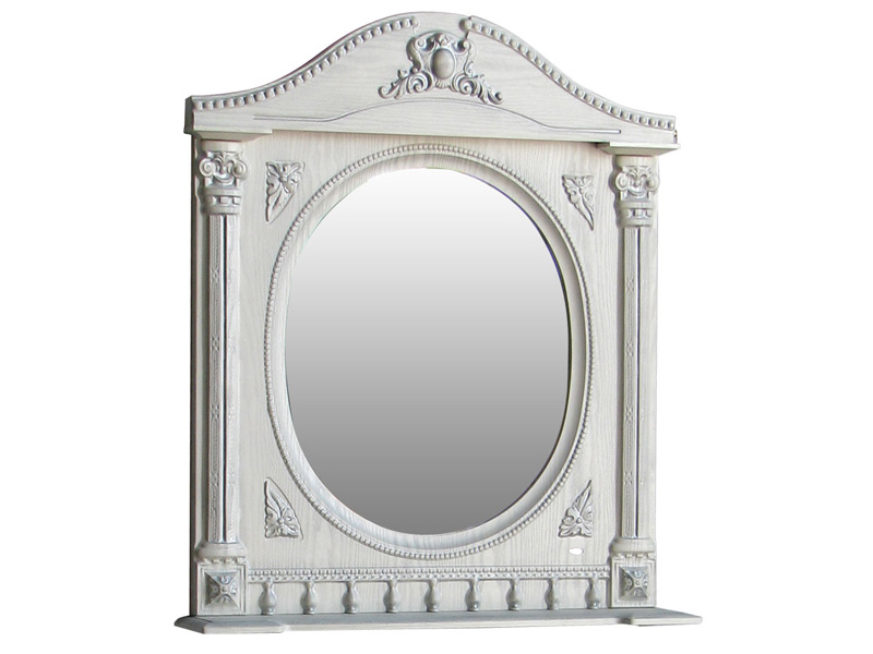 Шкаф зеркальный Наполеон 195 белый жемчуг патина серебро