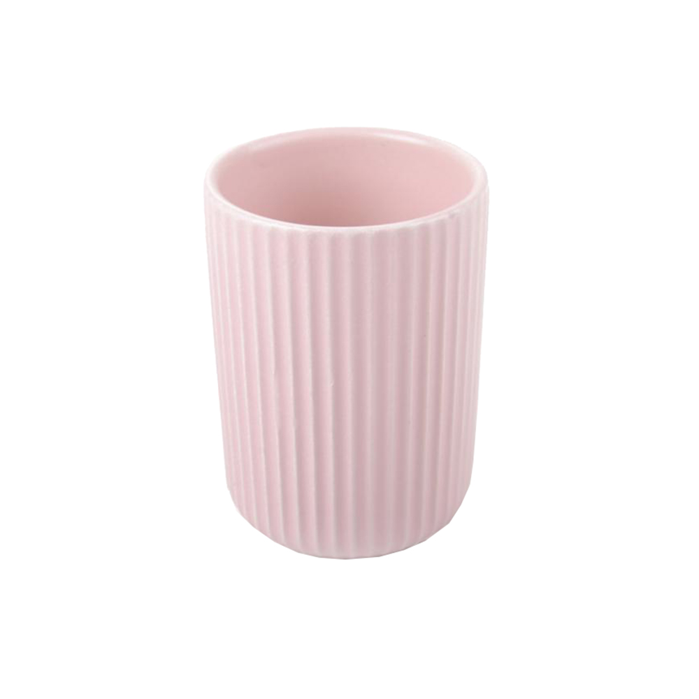 Стакан д/зубных щеток керамика розовый матовый Плиссе 